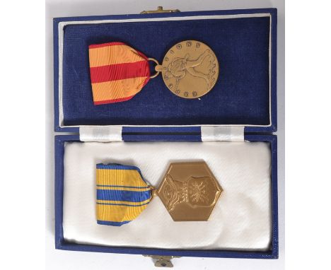 A Vintage US Army Medal ( Vietnam   ? )  For Military Merit with Ribbon together with a United States Marine Corps Service Me