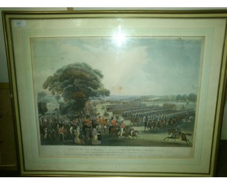 A 19th Century lithograph ' The Review at the Moat Park ' On Friday the 26th May 1837. The East And West Kent Regiments of Ye