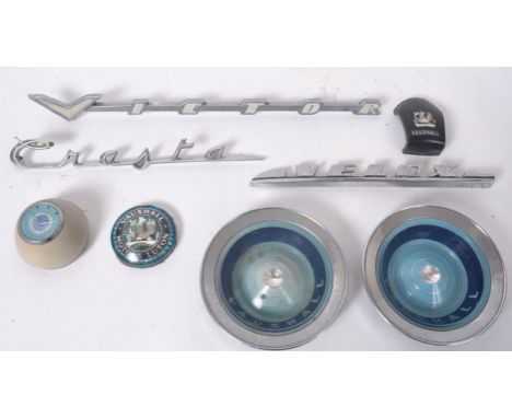 VAUXHALL CLASSIC CAR SPARES: A collection of vintage classic car Vauxhall badges and bits, to include chrome nameplates for V