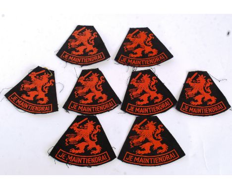 A group of eight Netherlands / Dutch Army / Military Je Maintiendrai Insignia / Cloth Patches