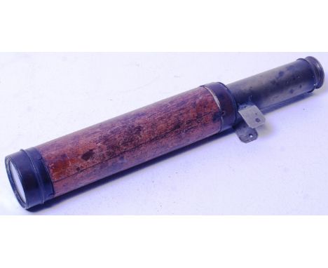 A vintage oak and brass 3 draw telescope bearing notation for Silverrad of London