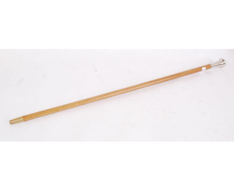 FIRST WORLD WAR SILVER CANE: An original First World War WWI silver topped swagger stick / walking cane. Hallmarked silver kn