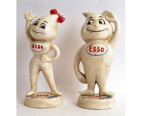 ESSO: A pair of Esso advertising mascots in cast iron ' Herr Frau ' & ' Herr Tropf ' hand painted, cast iron. 20th century re
