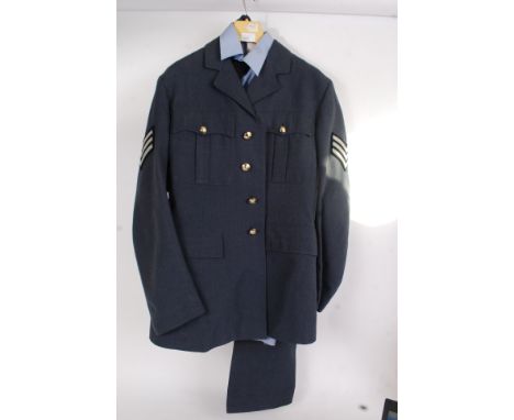 RAF UNIFORM: An original vintage RAF service uniform - complete with trousers, jacket, shirt and tie etc. 