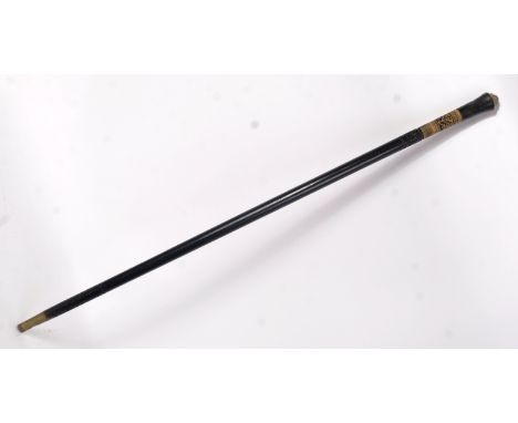 A 20th century Asatic ebonised horn and bone handled sword stick - walking stick. The blade with etched decoration marked ' I