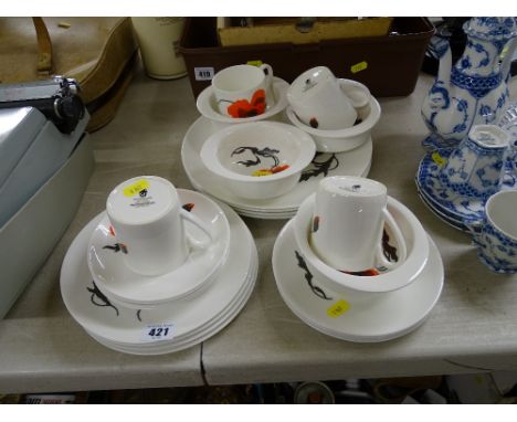 Quantity of Wedgwood 'Corn Poppy' tableware by Susie Cooper