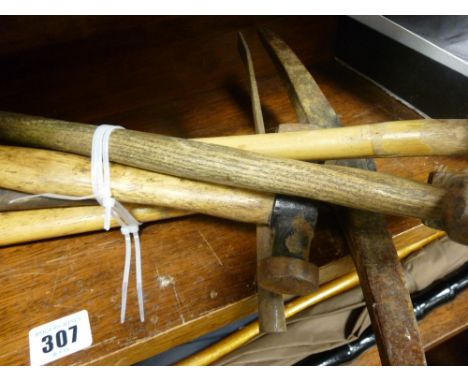 Vintage pick, hammer, mallet