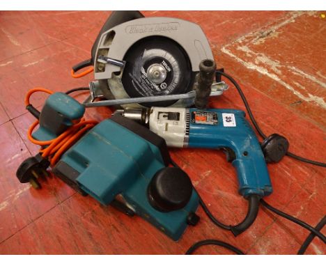 Black & Decker GD98 hammer drill, Black & Decker DN59 circular saw and a Black & Decker planer E/T