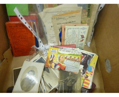 Box of vintage books and ephemera