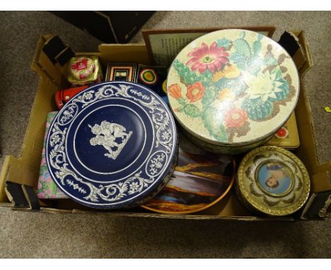 Box of vintage tins