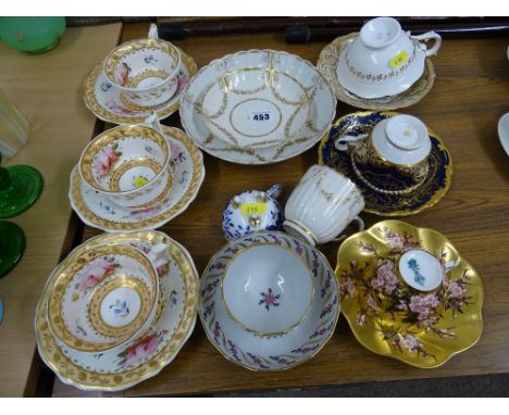 Quantity of cabinet cups and saucers by Coalport, Davenport etc including early examples