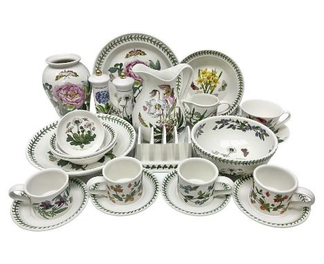 Portmeirion, mainly Botanical pattern ceramics, to include, salt and pepper, four teacups and saucers, toast rack, jug etc (2