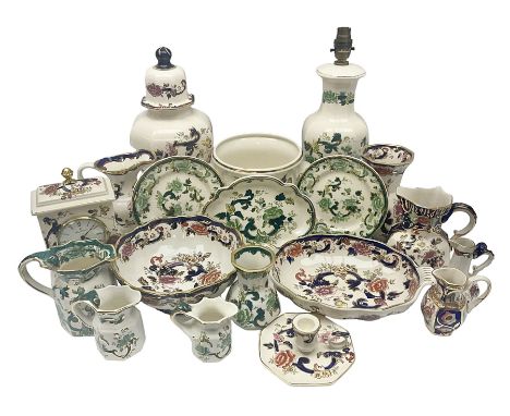 Collection of Masons Mandalay pattern, to include clock, covered vase, jugs, etc, and other Masons Chartreuse pattern items 