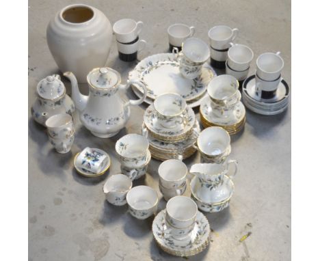 A quantity of Royal Albert 'Brigadoon' pattern teaware, similar teaware by different factories, a further retro black and whi