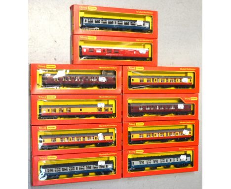 Tri-ang Hornby H0/00 gauge coaches comprising an R.740 coach for breakdown crane crew, two R722 Intercity second class coache