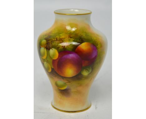Royal Worcester; a vase painted with fruits by Edward Townsend, no.2491, height 10cm, date code 1938.   CONDITION REPORT  Str