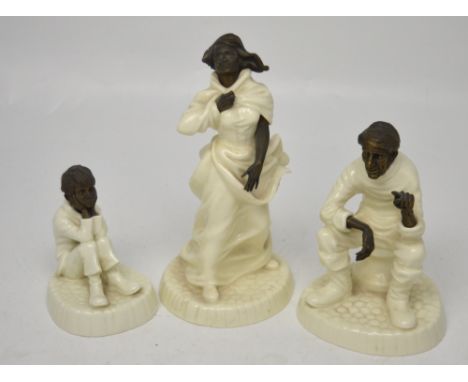Three Minton fine bone china and bronze figures MS1 'Travellers' Tales', height 18cm, MS4 'Sea Breezes', height 23cm and MS2 