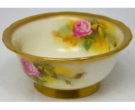 Royal Worcester; a bowl painted with roses by Millie Hunt, date code 1932, diameter 18cm.   CONDITION REPORT  Overall very go