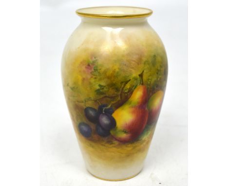 Royal Worcester; a vase painted with fruits by Edward Townsend, no.G461, height 10cm, date code for 1925.   CONDITION REPORT 