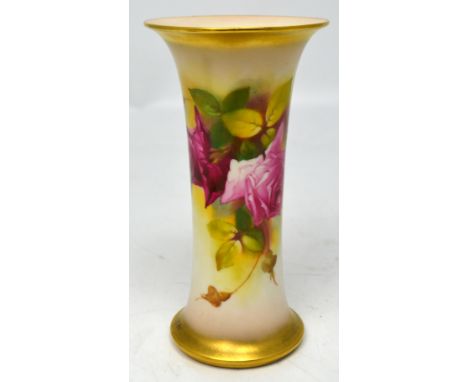 Royal Worcester; a vase painted with roses by Ethel Spilsbury G923, date code for 1930, height 19cm.   CONDITION REPORT  No v