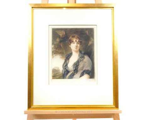 Sydney Wilson, after Sir Henry Raeburn, Mezzotint of Mrs Bell, sight size 35cm x 28cm. 