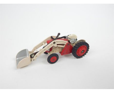 A Corgi Toys Massey-Ferguson 65 Tractor with shovel (53) with red and white paintwork and original box.
