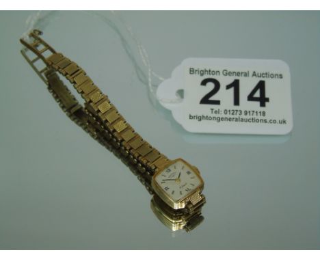 9 CT GOLD ROTARY LADIES WATCH + 9 CT GOLD STRAP