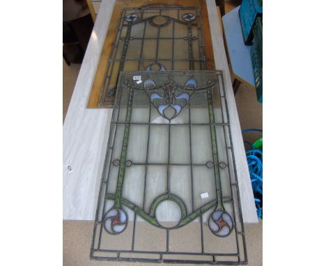 PAIR OF ART NOUVEAU STAINED GLASS PANELS AF
