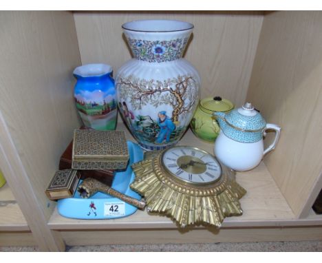 MIXED LOT INCLUDING SUNBURST CLOCK & SMOKING ITEMS