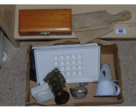MIXED ITEMS INCLUDING ENAMEL COFFEE FILTER