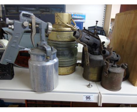 LARGE LAMP, BLOW TORCHES & PAINT SPRAYER GUN