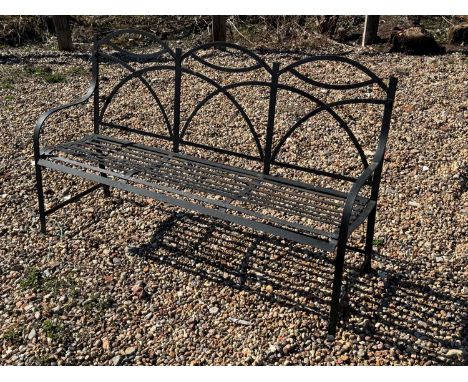 A Regency style garden bench, 156cm wide 52cm deep92cm high, seat 42cmCondition ReportModern, with wear.