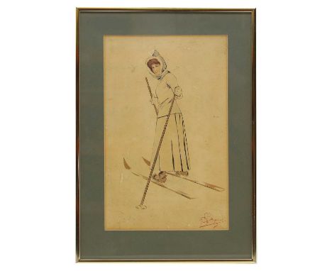 Carlo Pellegrini (1841-1901) Winter Sports - ice skating and skiing, four chromolithographic prints, image 31 x 65cm, 35 x 74