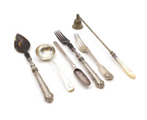 A William IV silver marrow scoop by William Eaton, London 1834, a Victorian silver sauce ladle by Robert Stebbings, London 18