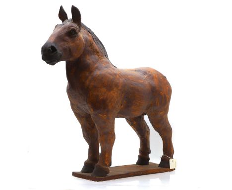 ▲ Julia Hulme (contemporary) 'Stanley'ceramic sculpture of a horse, with red iron oxide wash,signed and dated to the base 'Ju