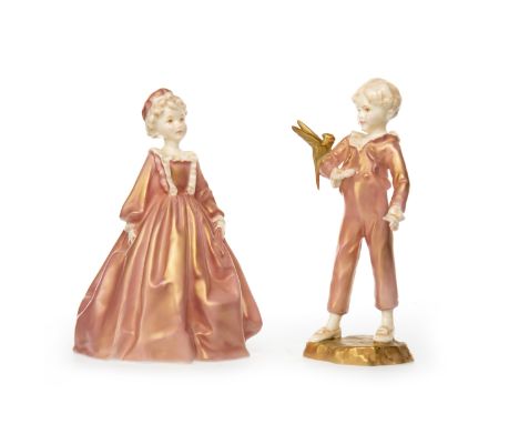 ROYAL WORCESTER FIGURE OF 'THE PARAKEET'no. 3087, modelled by Freda Doughty, printed marks to base, 18cm; along with a Worces