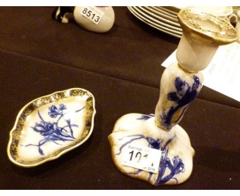 Royal Doulton Iris candle stick and matching pin tray