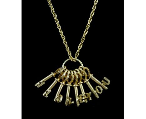 9ct gold 'I Love You' pendant necklaceCondition Report:Approx 5.05gm, chain length = 41.5cm