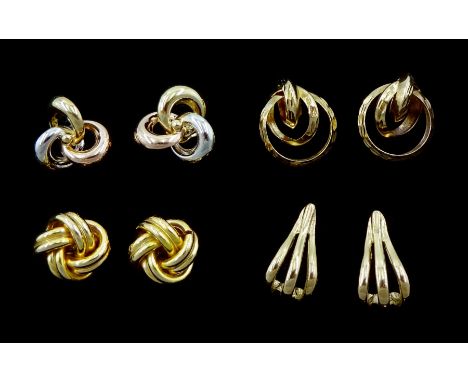 Four pairs of 9ct gold stud earringsCondition Report:Approx 6.15gm