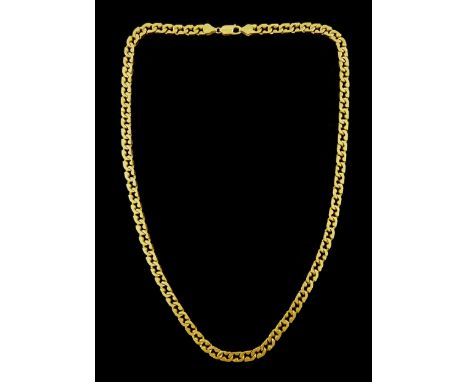 18ct gold fancy flattened curb link necklace, stamped 750Condition Report:Approx 67.35gm, tested 18ct also, length = 57cm, go