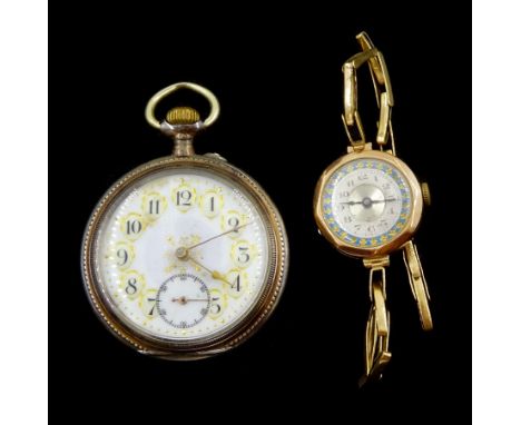 Early 20th century silver open face keyless cylinder pocket watch, white enamel dial with Arabic numerals, stamped 800, the i