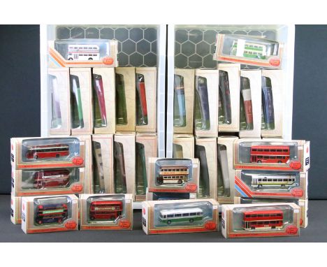 51 Boxed EFE Exclusive First Editions diecast model buses, excellent condition with small ref stickers to box 