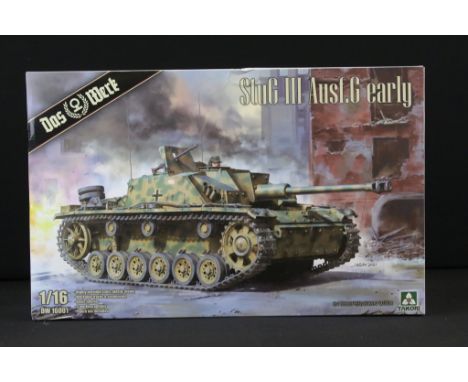 Boxed Das Werk Takom 1/16 Stug III Ausf. G early plastic model kit, unbuilt &amp; complete, ex 