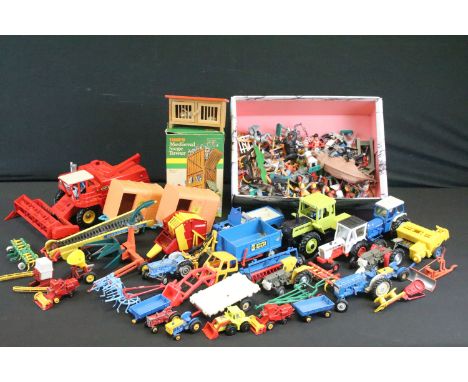 Collection of around 25 diecast &amp; plastic farming related models to include Britains, Corgi &amp; Matchbox, featuring Bri