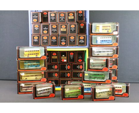 53 Boxed EFE Exclusive First Editions diecast model buses, excellent condition with small ref stickers to box 