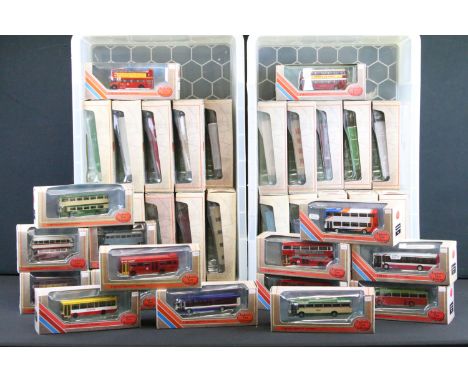 52 Boxed EFE Exclusive First Editions diecast model buses, excellent condition with small ref stickers to box 