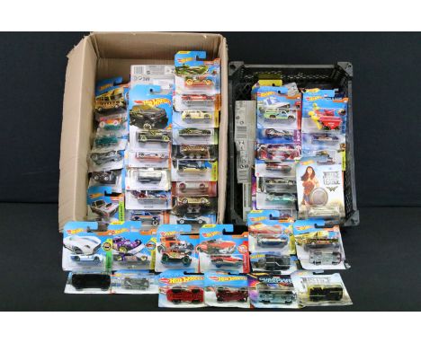 Around 85 carded Mattel Hot Wheels diecast models, featuring The Avengers, Justice League, Fast &amp; Furious, Guardians Of T