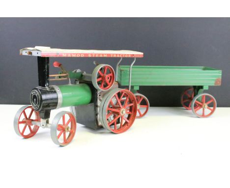 Steam Engine - Mamod TE1A Steam Tractor with Mamod trailer, showing paint loss &amp; rusting 