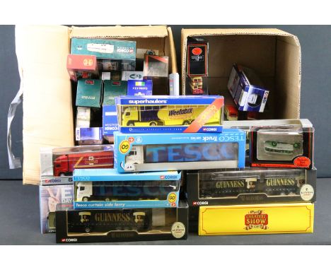 Over 50 boxed diecast models to include Corgi, Lledo, EFE Exclusive First Editions, Original Omnibus etc (2 boxes) 