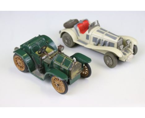 Two Schuco Micro Racers to include 1043/1 Mercedes SSK in cream and 1036/1 Oldtimer Mercer 35J in green, gd 